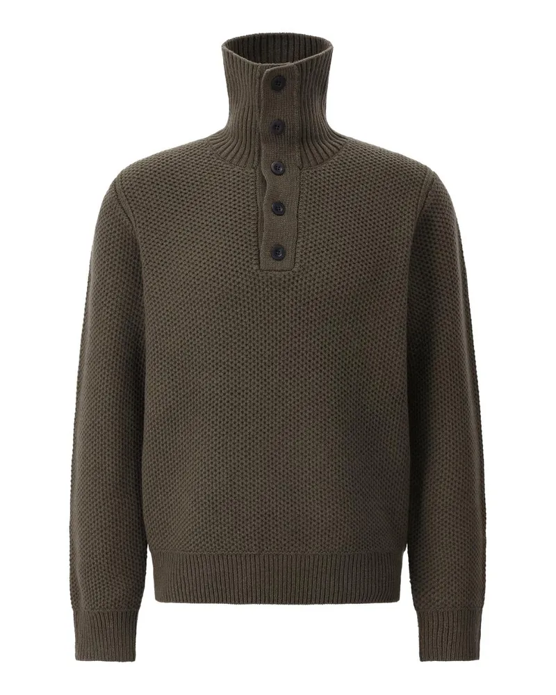 Vince Strickpullover mit Stehkragen aus Wolle Grün