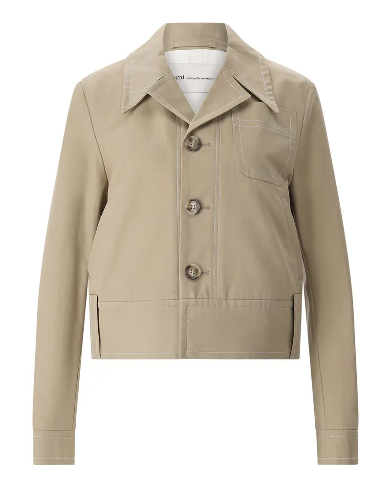 AMI Paris Kurze Jacke aus Baumwollmix Hellbraun