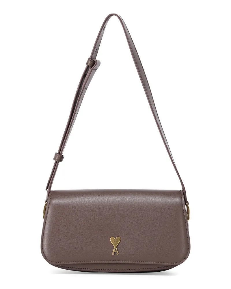 AMI Paris Schultertasche aus Leder Braun