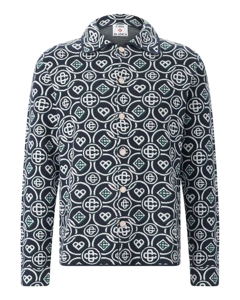 Casablanca Paris Strickhemd aus Baumwolle Dunkelblau