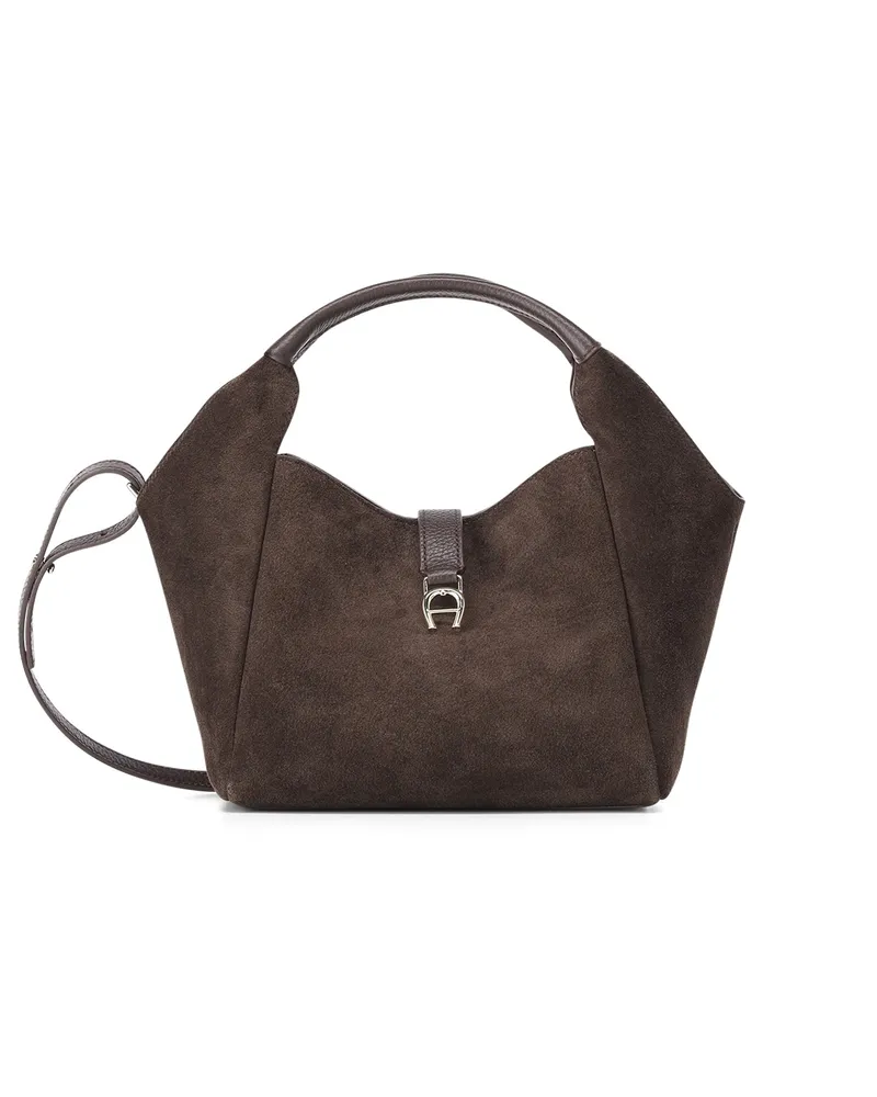 Aigner Handtasche Zaira aus Veloursleder Braun