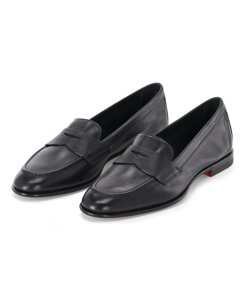 Santoni Loafer aus Leder Schwarz