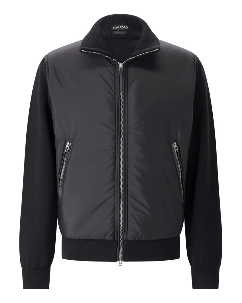 Tom Ford Bomberjacke aus Material-Mix Schwarz
