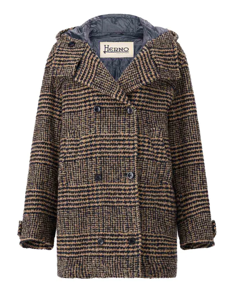 Herno Mantel mit Hahnentrittmuster Braun