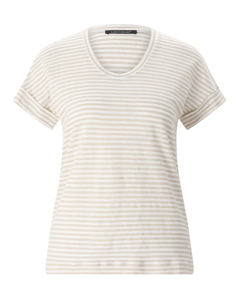 Luisa Cerano Gestreiftes T-Shirt Hellbraun