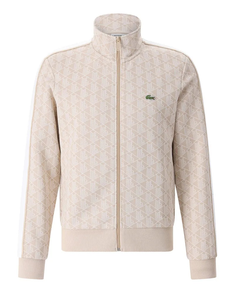Lacoste Sweatjacke mit Jacquard-Monogramm und Logo-Detail Beige