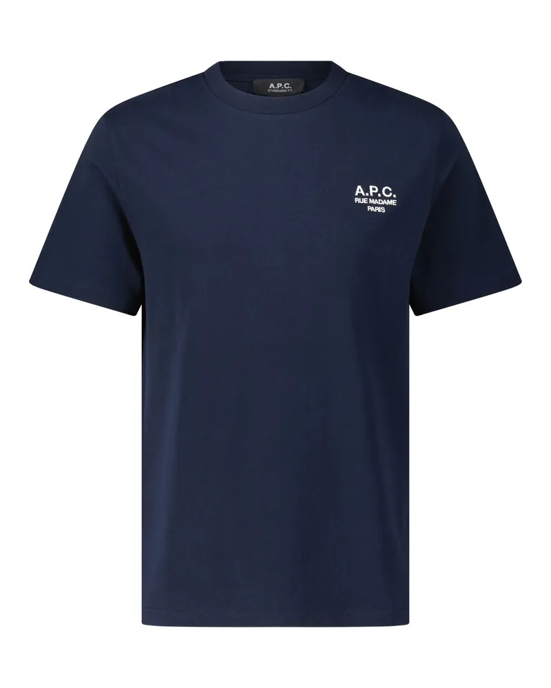 A.P.C. T-Shirt mit Logo-Stickerei Dunkelblau