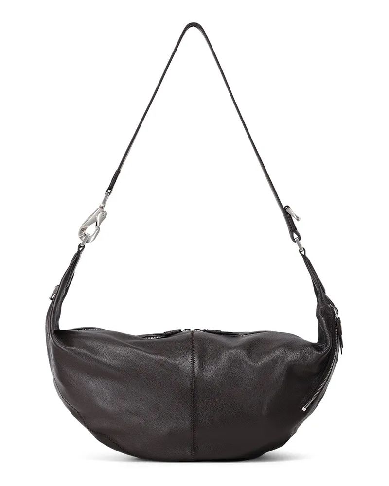 Christophe Lemaire Schultertasche aus Leder Dunkelbraun