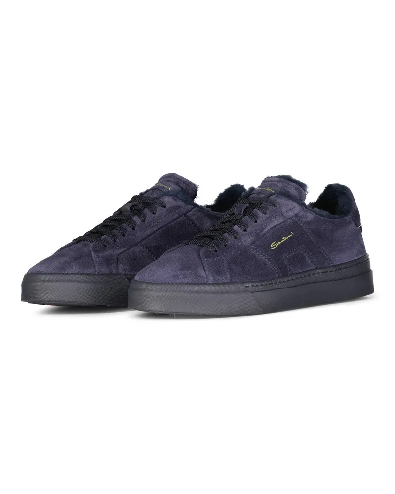 Santoni Sneaker aus Veloursleder Dunkelblau