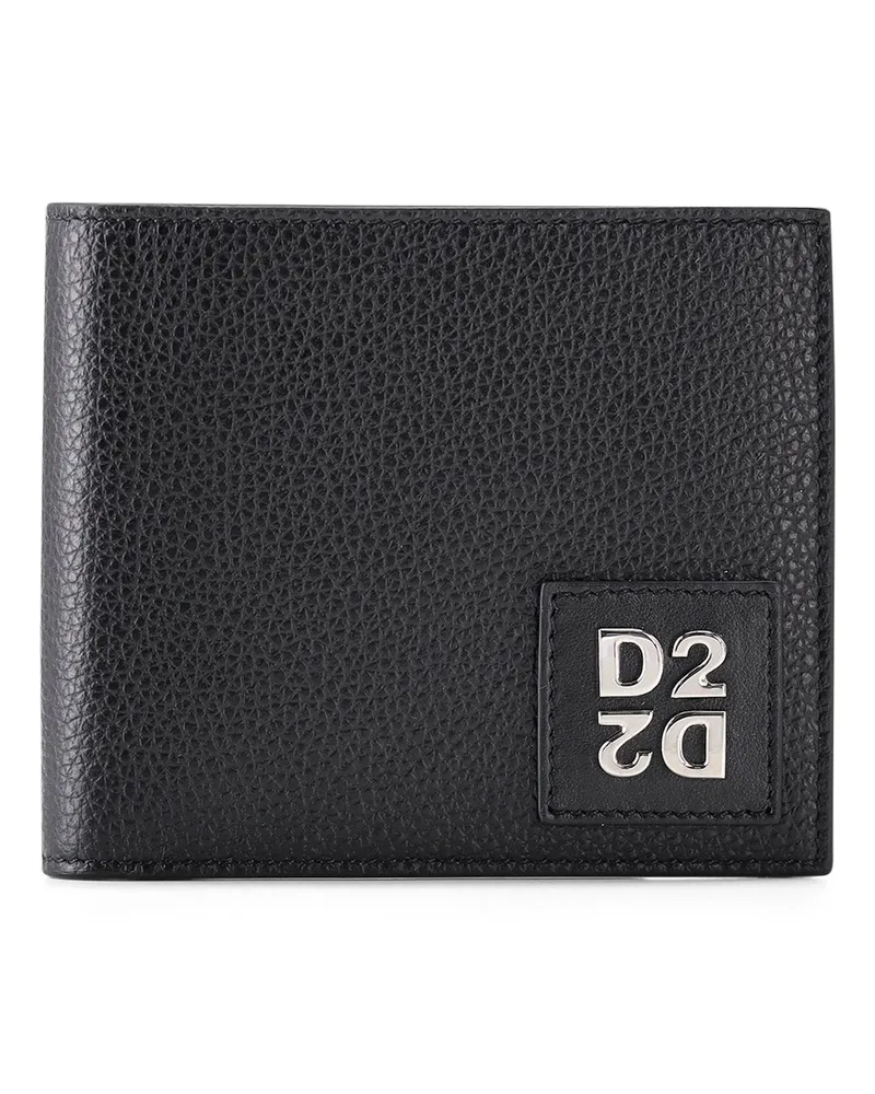 Dsquared2 Portemonnaie Upside Down aus Kalbsleder Schwarz