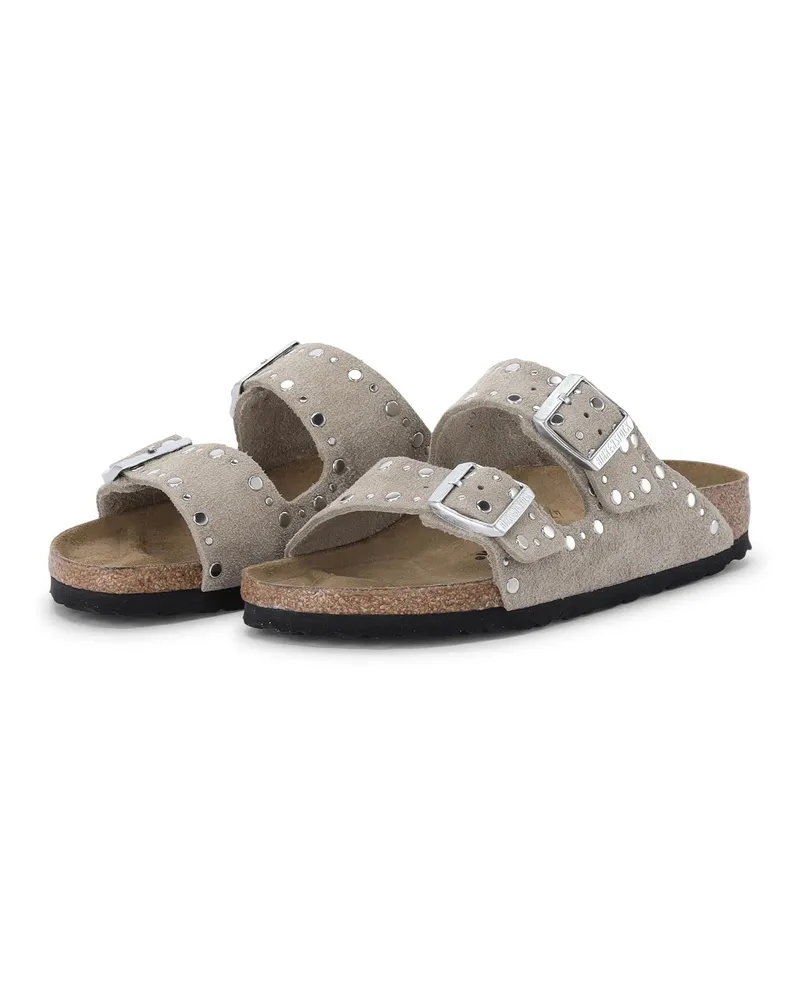 Birkenstock Sandale Arizona Rivet Border aus Veloursleder Beige