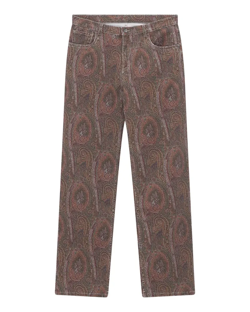 Etro Straight-Fit Jeans mit Paisley Muster Braun