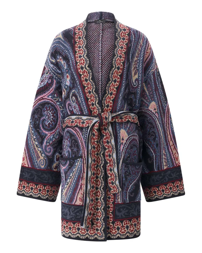 Etro Lange Strickjacke mit Gürtel Multicolor