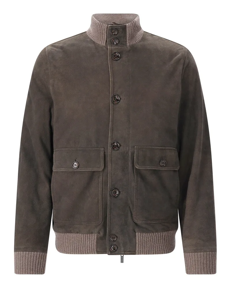 Gimo's Jacke aus Leder Graugrün