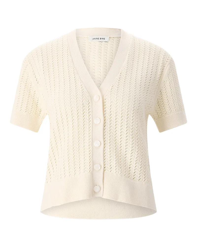 Anine Bing Kurzarm Cardigan Creme