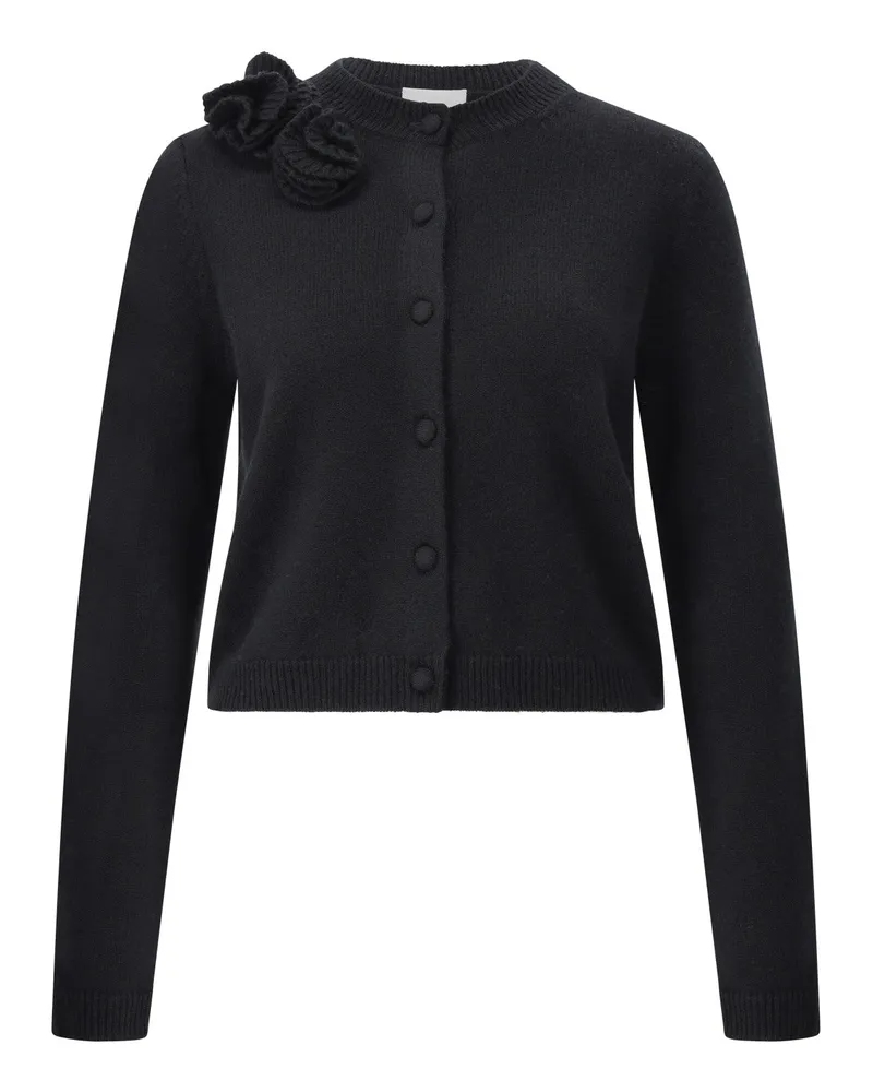 ALLUDE Strickjacke mit Blumendetail Schwarz