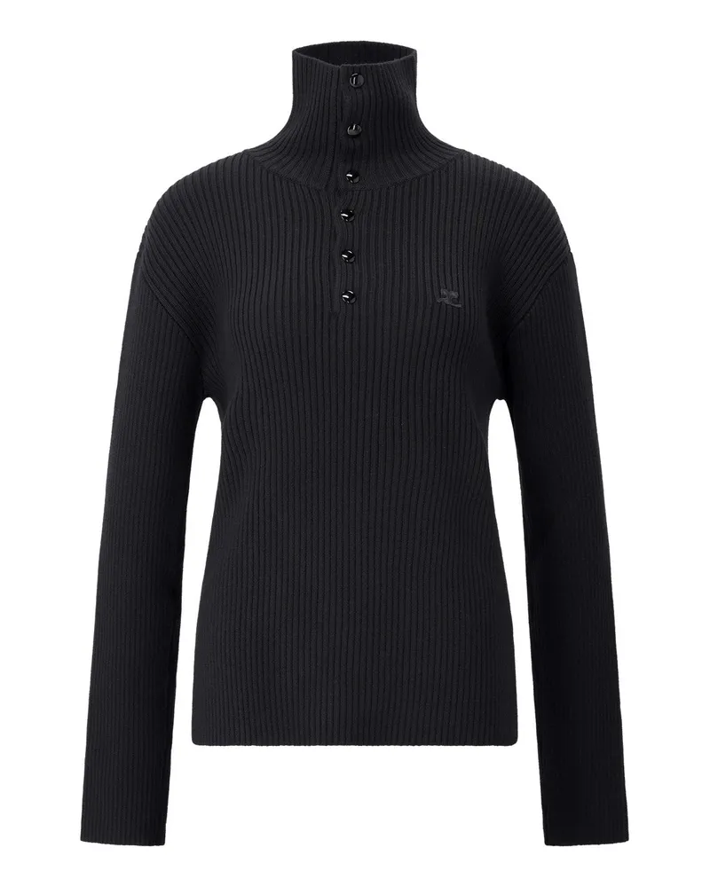 Courrèges Pullover mit Stehkragen Schwarz