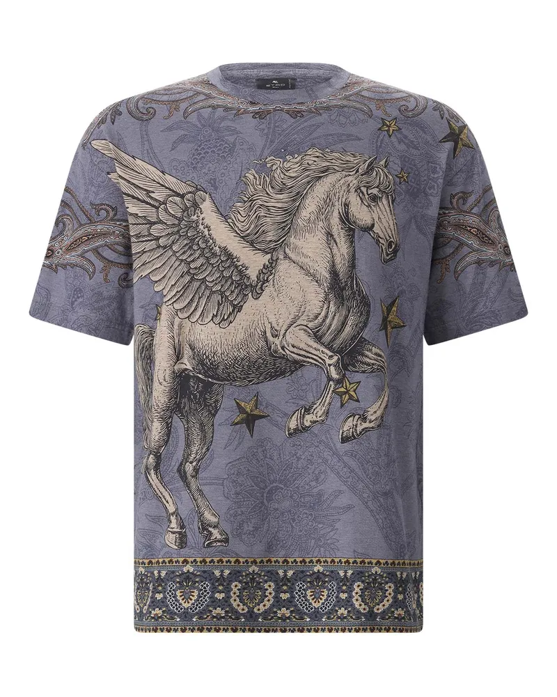 Etro T-Shirt mit Print Blau