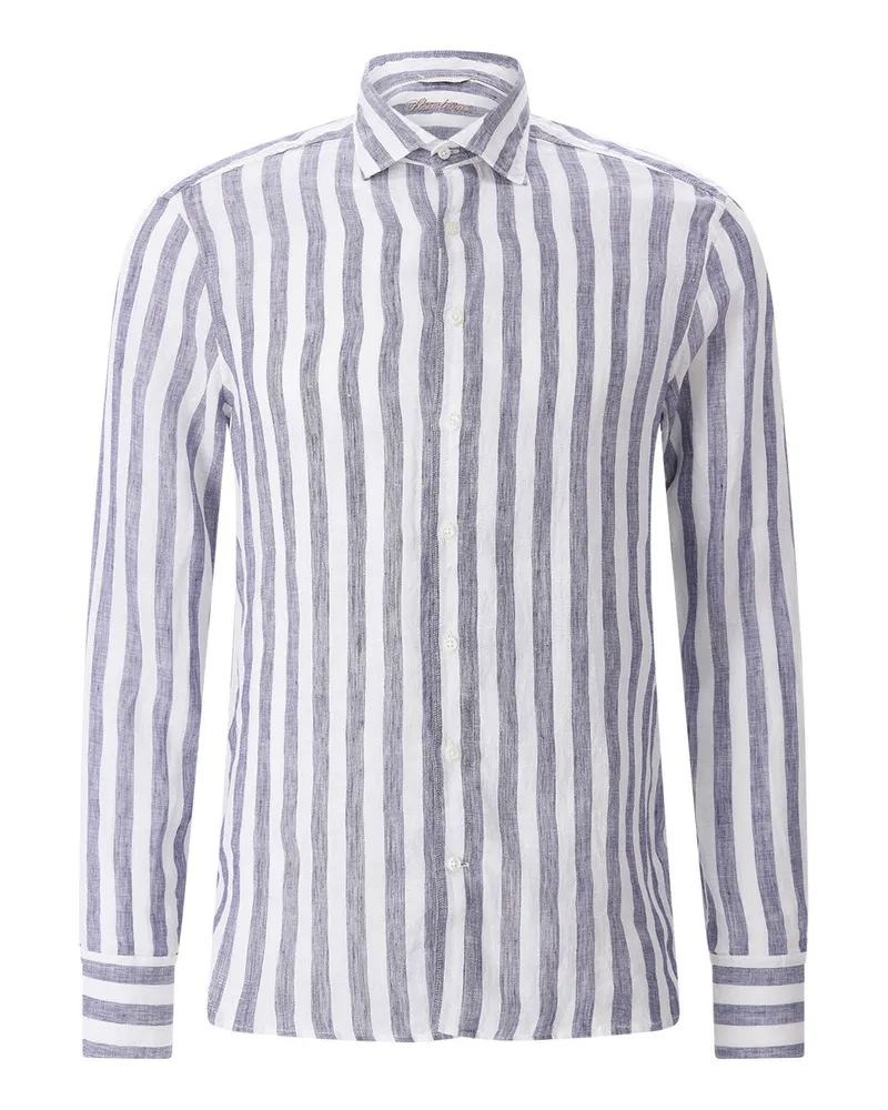 Stenströms Slimline Hemd aus Leinen Blau