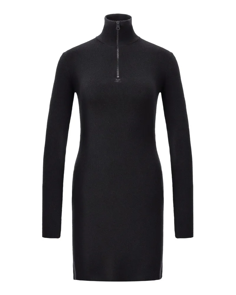 Courrèges Minikleid aus Merinowolle Schwarz