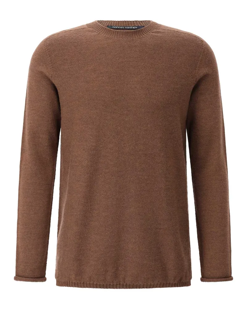Hannes Roether Strickpullover aus Schurwolle Braun
