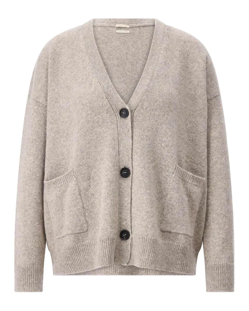 Massimo Alba Strickjacke aus Kaschmir & Alpaka Hellgrau