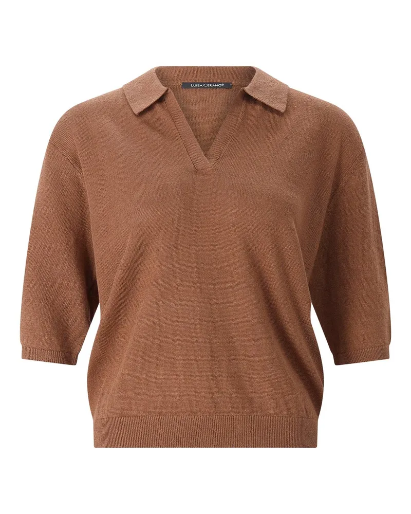 Luisa Cerano Poloshirt aus Leinen Braun