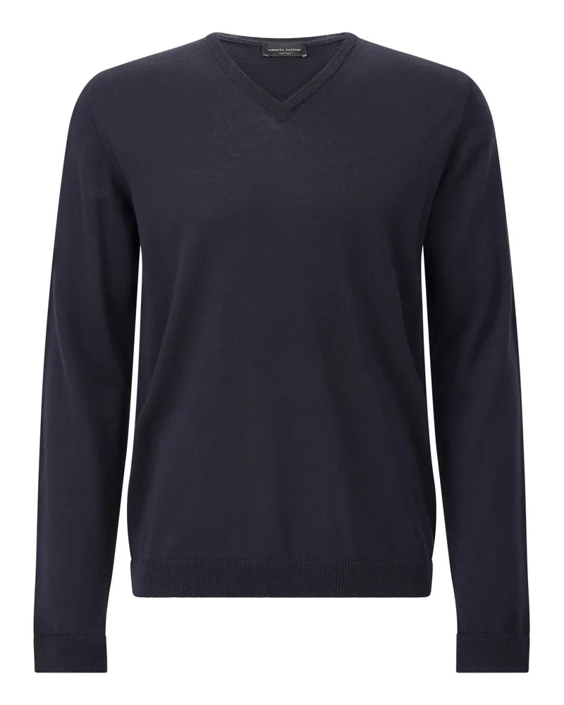 Roberto Collina Strickpullover mit V-Ausschnitt Dunkelblau
