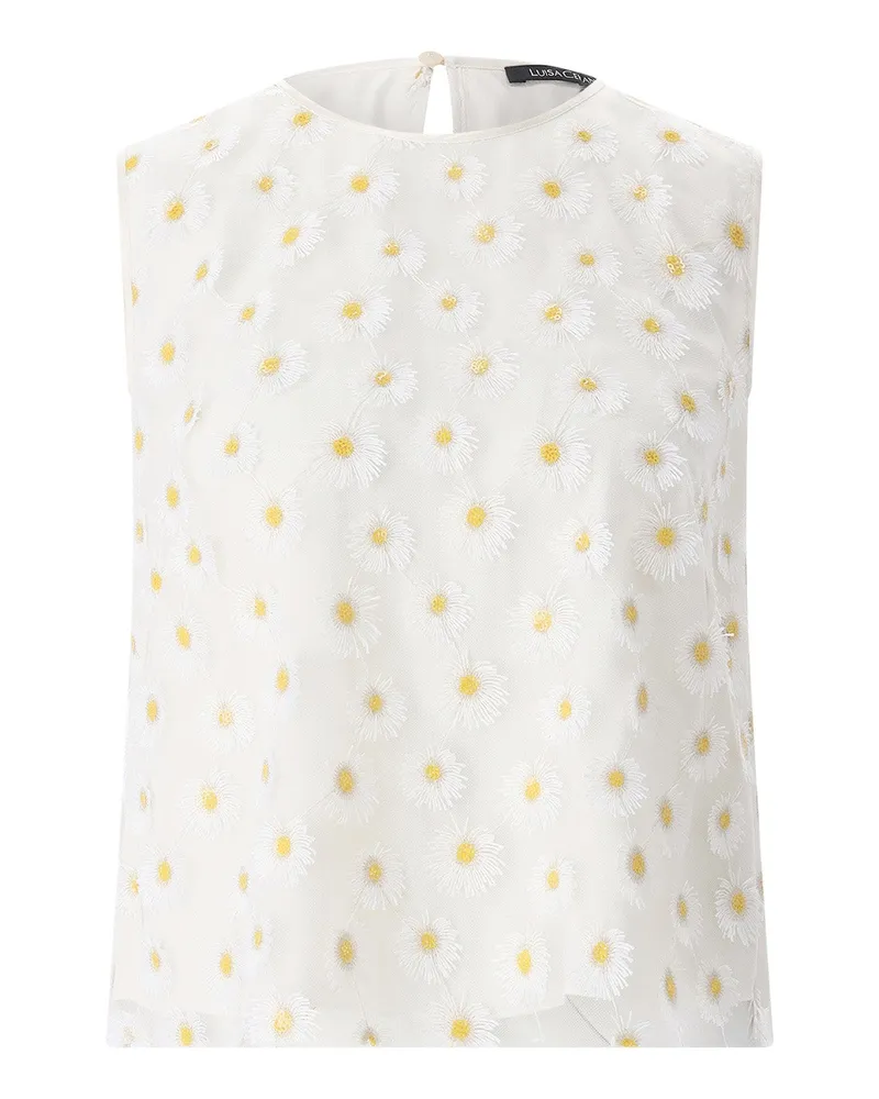 Luisa Cerano Top mit Blütenmuster Creme