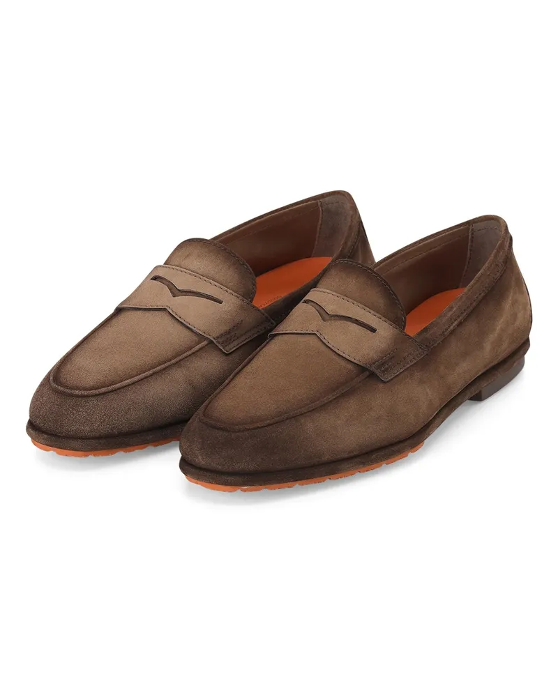 Santoni Loafer aus Veloursleder Braun