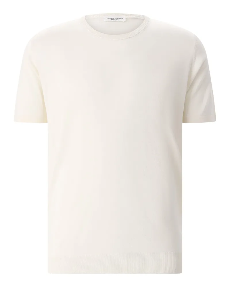 Roberto Collina Kurzarm-Pullover aus Seide Creme