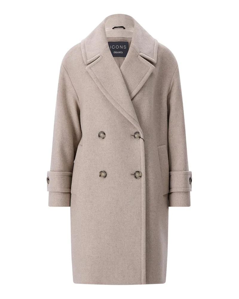 Cinzia Rocca Mantel aus Schurwoll-Viskose-Mix Creme