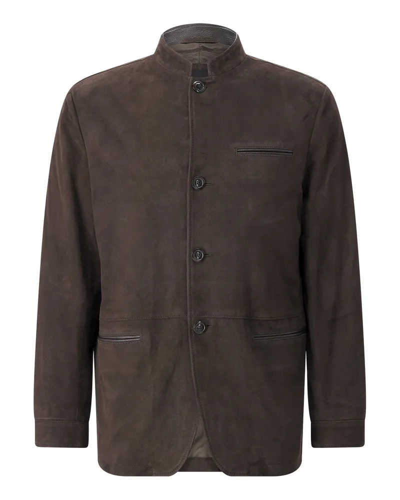Dressler Jacke aus Ziegenveloursleder Dunkelbraun
