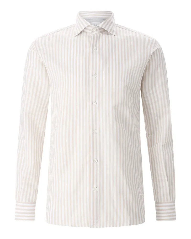 Eleventy Hemd aus Baumwolle & Leinen Beige