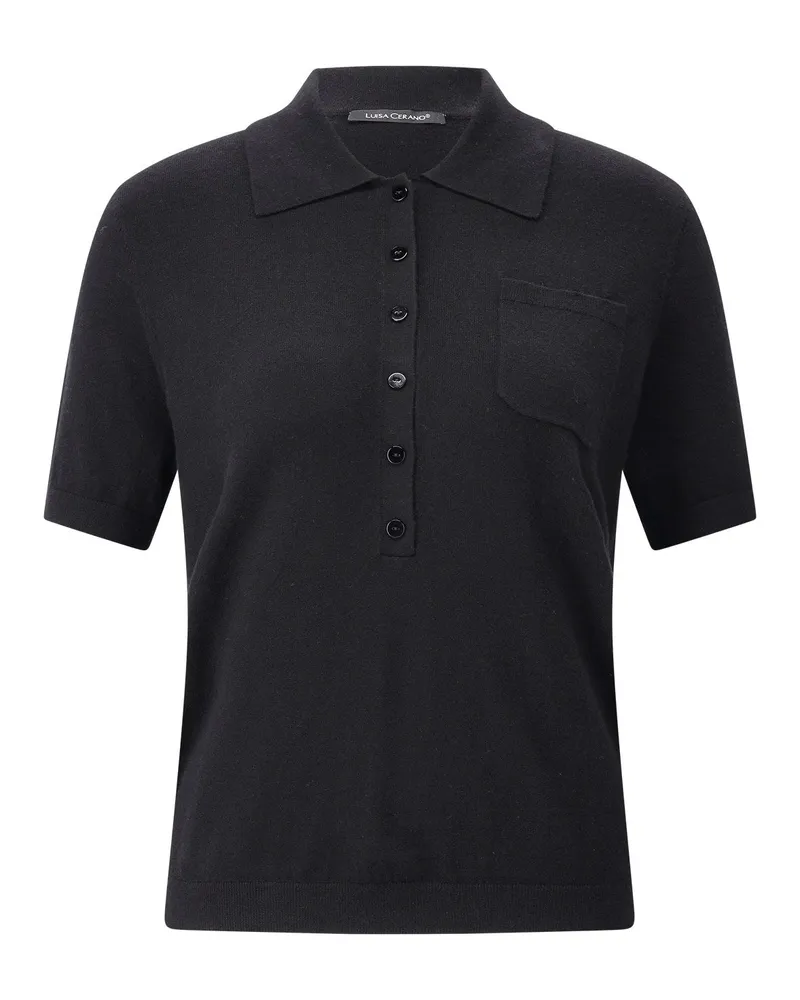 Luisa Cerano Poloshirt aus Woll-Mix Schwarz