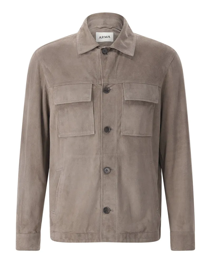 Arma Jacke aus Lammleder Graugrün