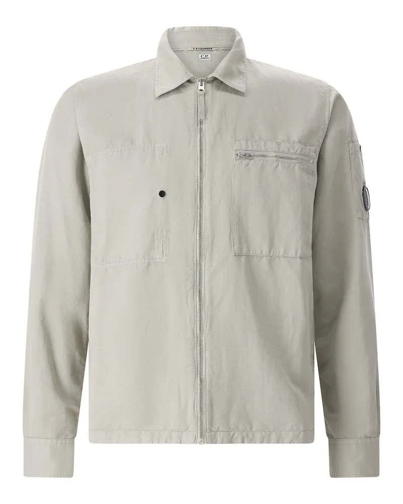 C.P. Company Leichte Jacke aus Baumwolle & Leinen Graugrün
