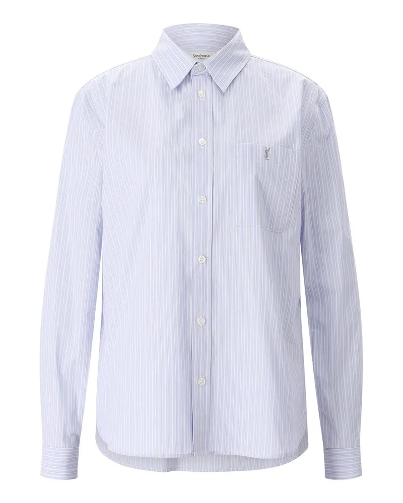 Saint Laurent Hemdbluse mit Logo Hellblau