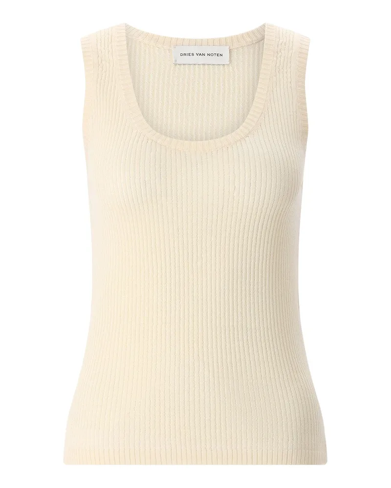 Dries van Noten Top Tova aus Baumwollstrick Beige