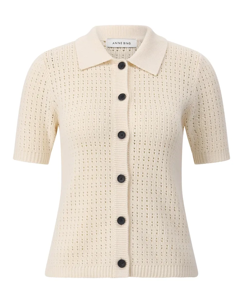 Anine Bing Kurzarm-Strickjacke Alexis Creme
