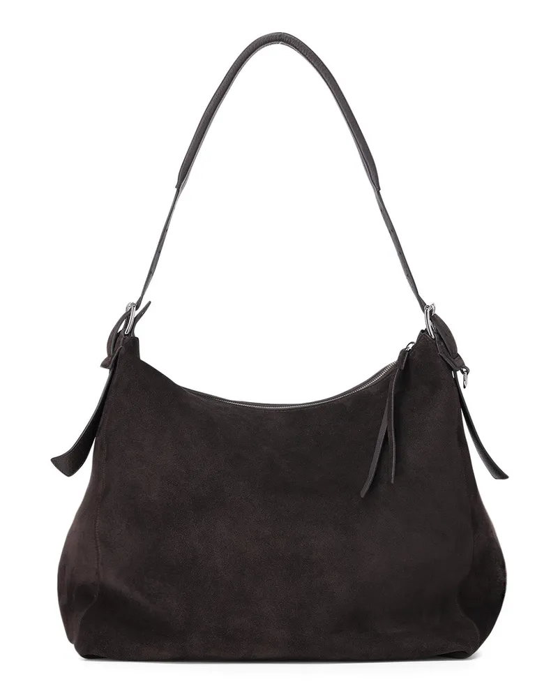 Christophe Lemaire Tasche Belted Hobo aus Leder Dunkelbraun