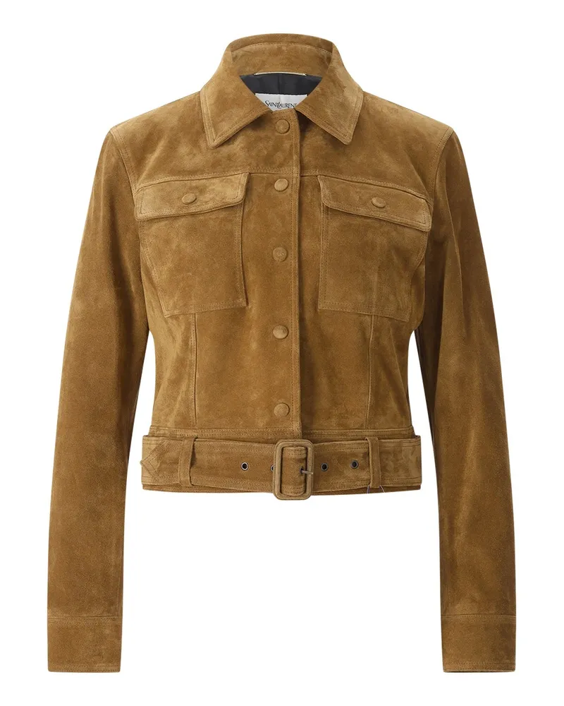 Saint Laurent Jacke aus Veloursleder Braun