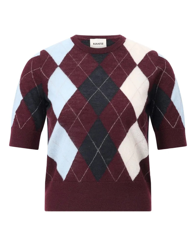 KHAITE Kurzarmpullover Anders Dunkelrot