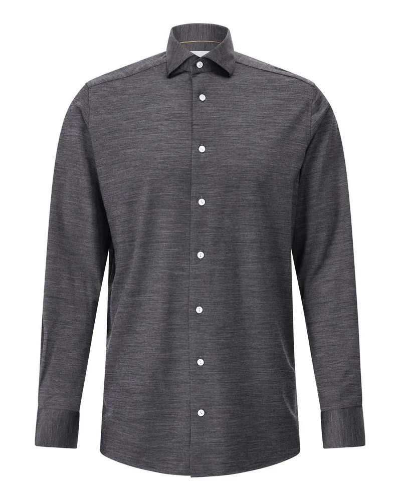 Eton Contemporary-Fit Hemd aus Merinowolle Dunkelgrau