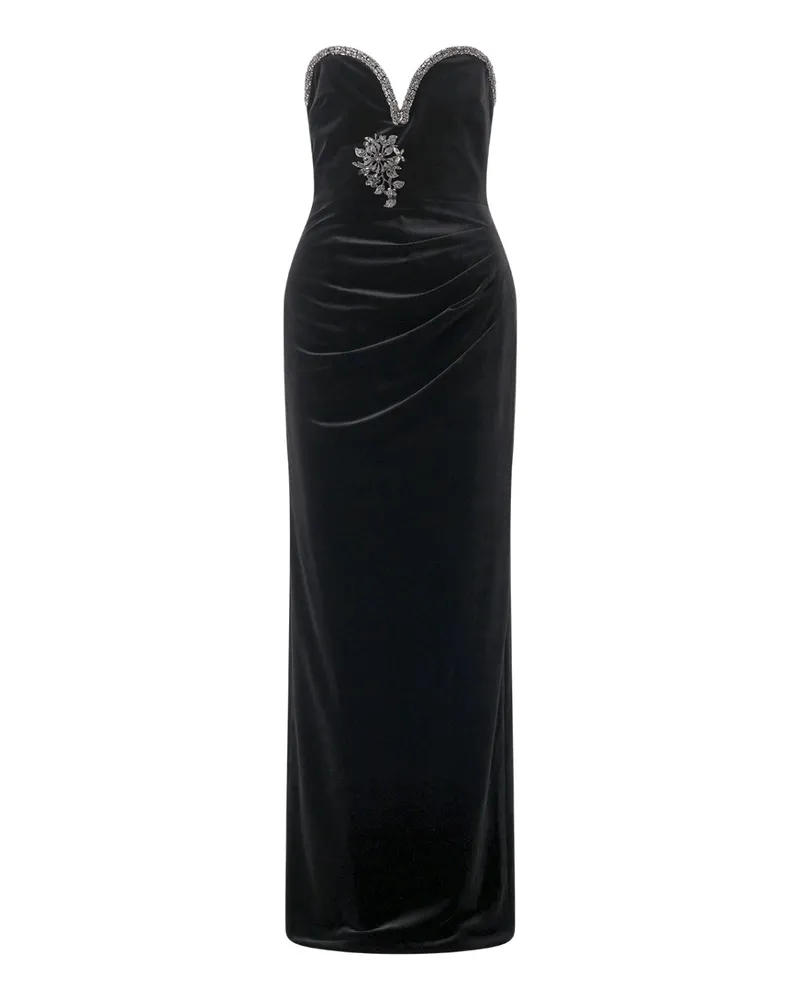 Self-Portrait Maxikleid Black Velvet Schwarz