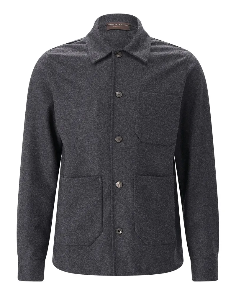 Filippo de Laurentiis Overshirt aus Merinowolle & Kaschmir Anthrazit