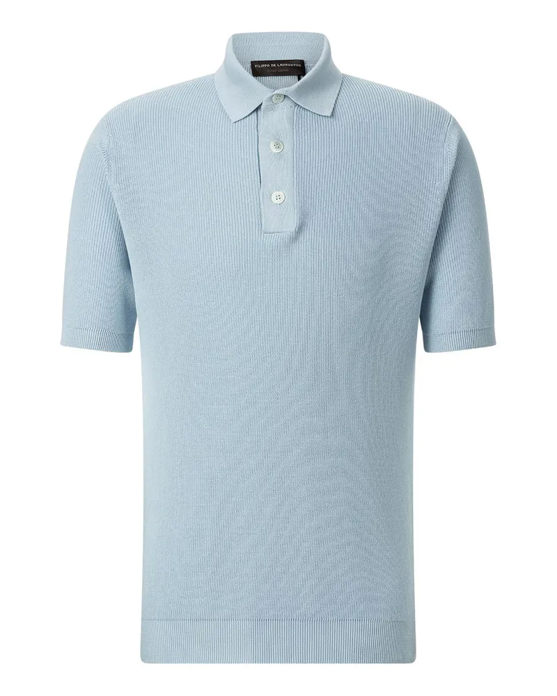 Filippo de Laurentiis Poloshirt aus Crêpe-Baumwolle Hellblau