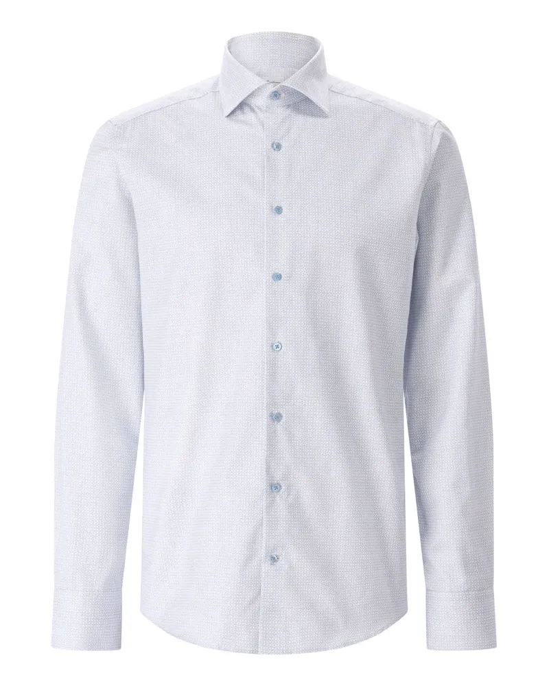 Stenströms Slimline Hemd mit Muster Hellblau