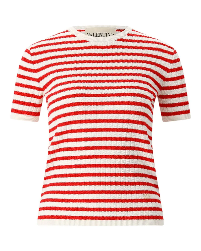 Valentino Garavani Gestreiftes T-Shirt Rot
