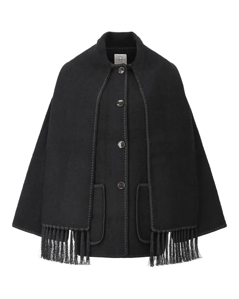 Totême Oversized Wolljacke mit Schal Schwarz
